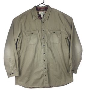 L.L. BEAN Men's Long Sleeve Green Shell Plaid Liner Button Collared Shirt XLT